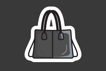 Girls Purse or Handbag Sticker vector illustration. Beauty fashion objects icon concept. Female accessories, elegant purses sticker design logo with shadow.