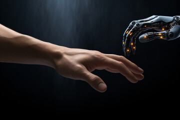 Human and robot hand