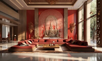 Fototapeta na wymiar Luxurious mansion with opulent entrance hall and elegant interior design.