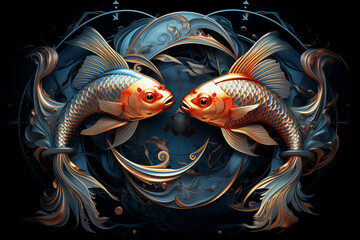 Pisces astrological sign in the zodiac created by generative AI