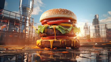 hamburger in the city