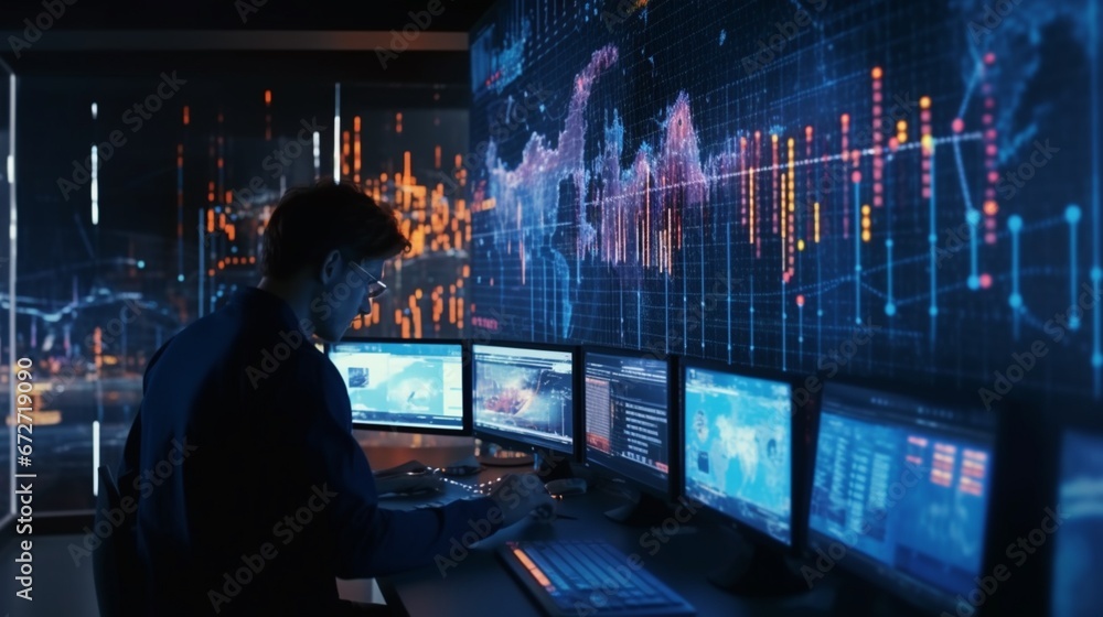 Poster big data analysis with ai technology for business.generative ai