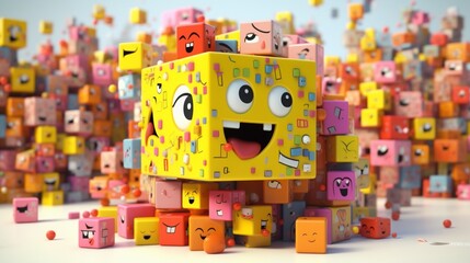 cube 3d cartoon style.Generative AI