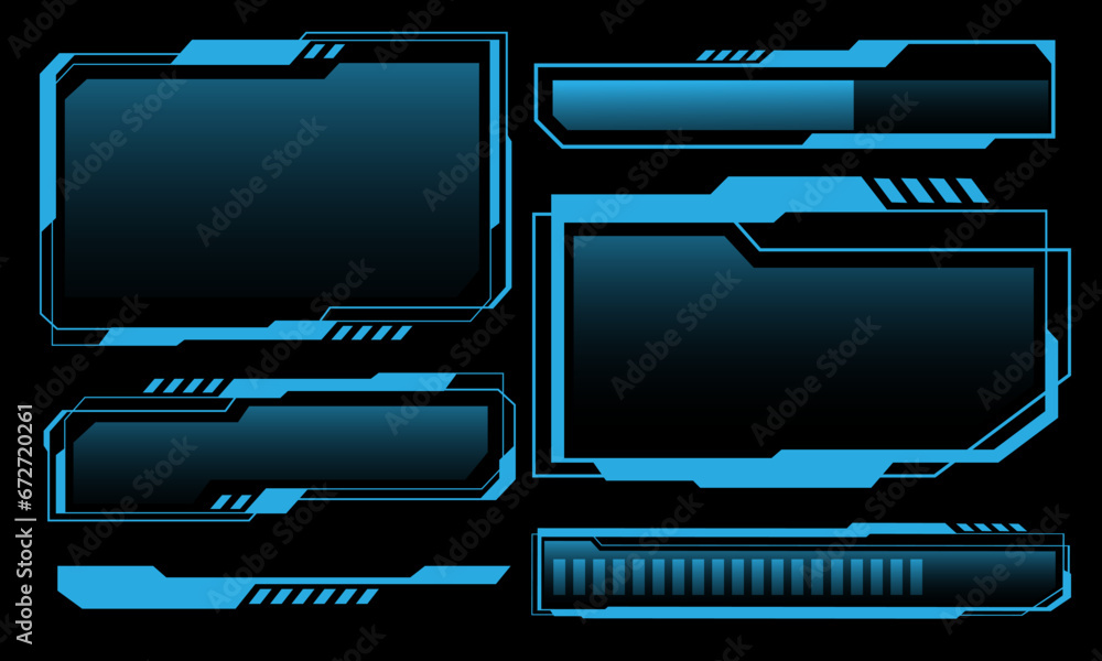 Poster hud frames blue user interface elements design modern technology futuristic control panel screen dig