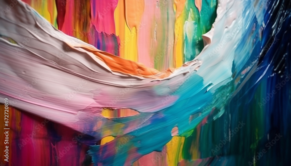 Poster vibrant colors and chaotic brush strokes create modern abstract composition generated by ai