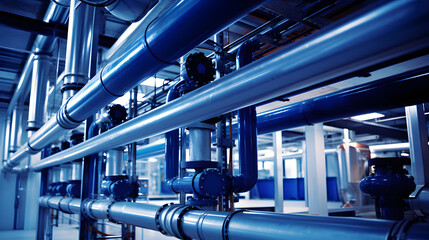 building piping systems, Heating System of the building. Efficient Water Treatment - obrazy, fototapety, plakaty