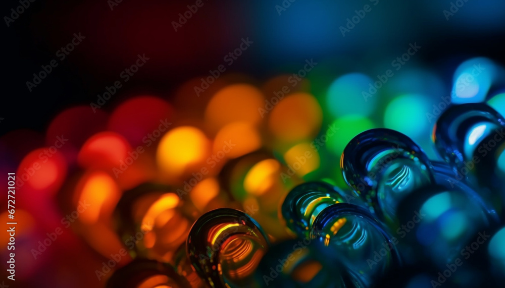 Aufkleber vibrant colors illuminate abstract circle pattern in defocused background generated by ai