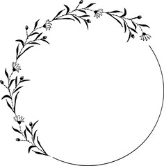 Floral wreath minimal design for wedding invitation or brand logo.	
