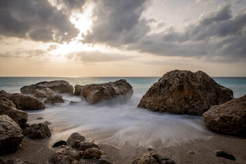 A long exposure of Kavalikefta Beach, Kalamitsi village, Lefkada, Greece.