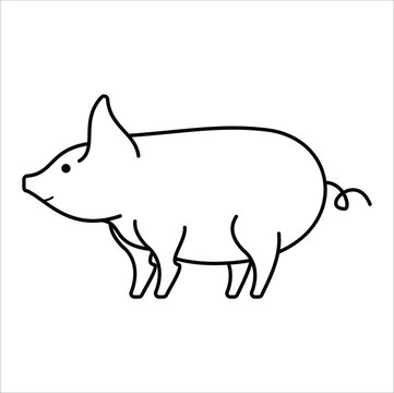 The pig is depicted in a simplified, friendly style, making it suitable for a variety of creative projects. suitable for coloring book, sticker, t-shirt, mug. Eps 10
