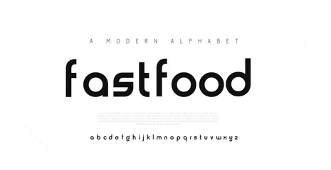FASFOOD Modern minimal abstract alphabet fonts. Typography technology, electronic, movie, digital, music, future, logo creative font. vector illustration - obrazy, fototapety, plakaty