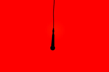 silhouette of a microphone hanging