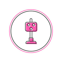 Fototapeta premium Filled outline Train traffic light icon isolated on white background. Traffic lights for the railway to regulate the movement of trains. Vector