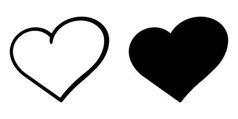 ofvs490 OutlineFilledVectorSign ofvs - heart vector icon . love sign . calligraphic - romantic . isolated transparent . black outline and filled version . AI 10 / EPS 10 / PNG . g11833