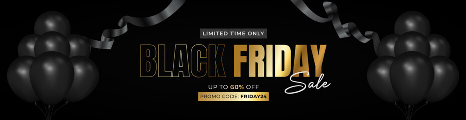 Black Friday Sale Website Billboard and Banner Design. Offer Advertising and Promotion Vector