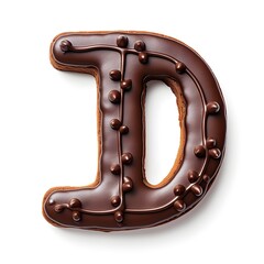 Gingerbread cookies in letter D-shape, white background, isolated