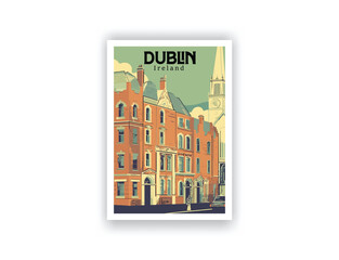 Dublin, Ireland. Vintage Travel Posters. Vector art. Famous Tourist Destinations Posters Art Prints Wall Art and Print Set Abstract Travel for Hikers Campers Living Room Decor