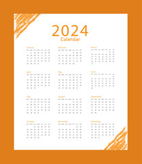 Wall calendar design template for 2024