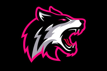 Angry Wolf Head Sport Logo Design