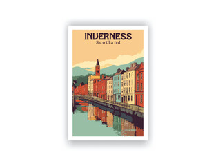 Inverness, Scotland. Vintage Travel Posters. Vector art. Famous Tourist Destinations Posters Art Prints Wall Art and Print Set Abstract Travel for Hikers Campers Living Room Decor