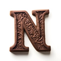 Gingerbread cookies in letter N-shape, white background, isolated