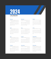 Monthly calendar template design for 2024 year