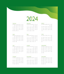 Green 2024 Wall Calendar Layout