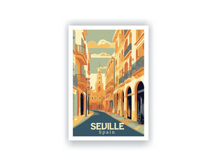 Seville, Spain. Vintage Travel Posters. Vector art. Famous Tourist Destinations Posters Art Prints Wall Art and Print Set Abstract Travel for Hikers Campers Living Room Decor