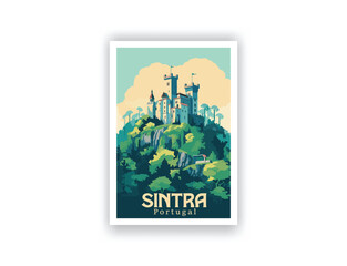 Sintra, Portugal Vintage Travel Posters. Vector art. Famous Tourist Destinations Posters Art Prints Wall Art and Print Set Abstract Travel for Hikers Campers Living Room Decor