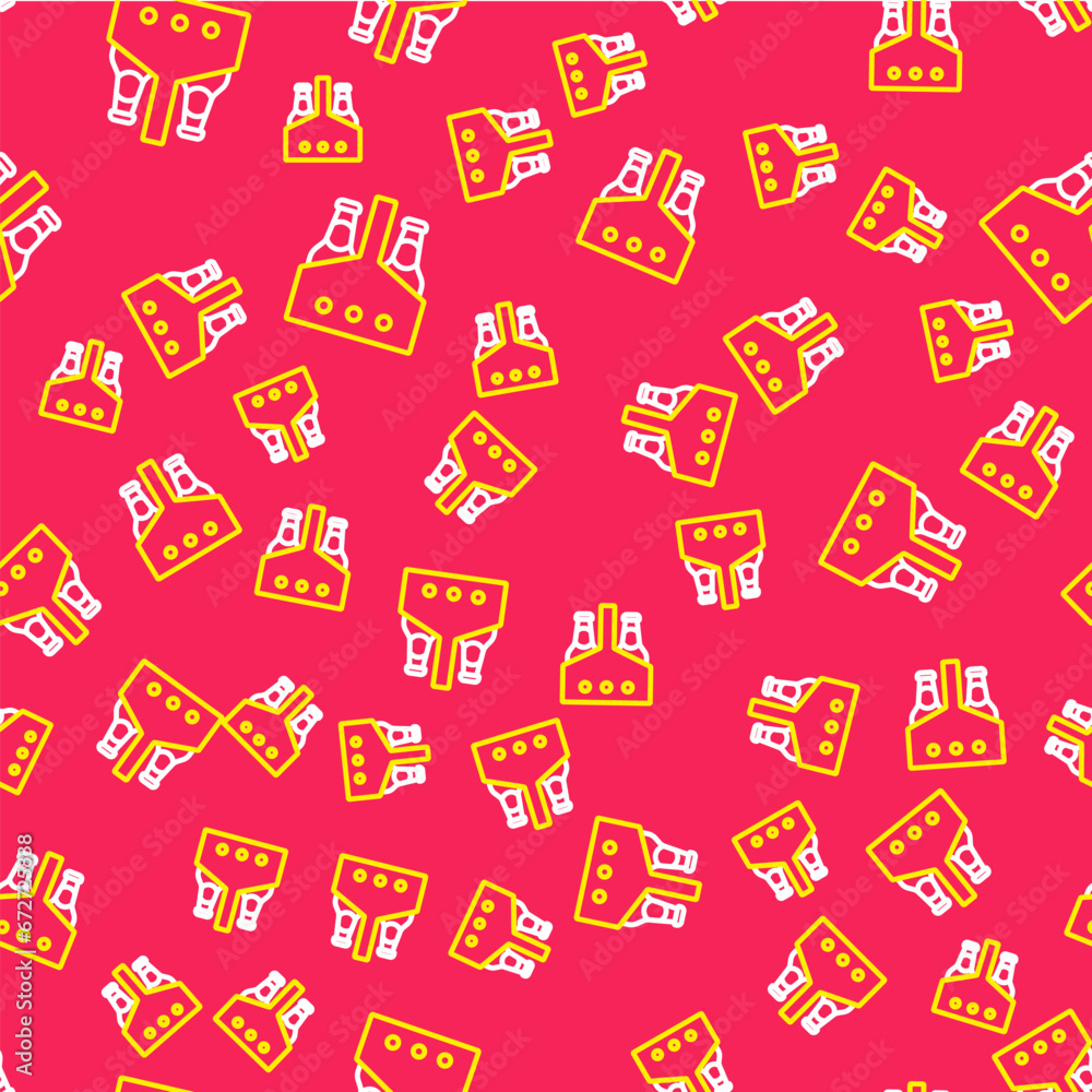 Poster line pack of beer bottles icon isolated seamless pattern on red background. case crate beer box sign