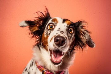 shocked dog with surprised eyes - obrazy, fototapety, plakaty