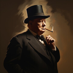 portrait of English Prime Minister Churchill. ai generated