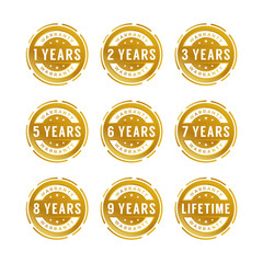 warranty gold label stamp seal logo design template