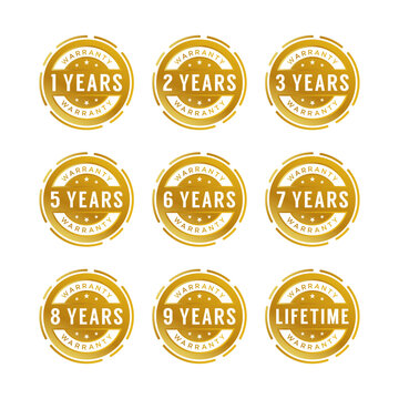 warranty gold label stamp seal logo design template