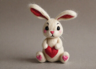 Fototapeta premium bunnies for Valentine's Day from needle felting