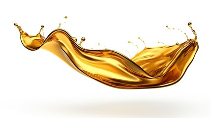 Dynamic Liquid Gold Splashing in Aqua Motion on White Background