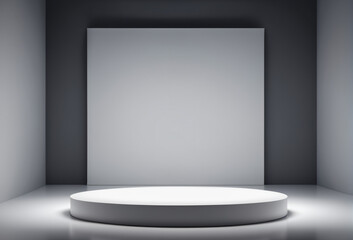 Empty White Rounded Pedestal Stage Background with Natural Lighting for Product Placement