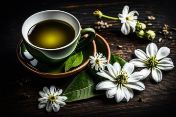 Cup of Health green tea and Beauty in Nature