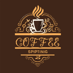 The logo with a cup of coffee