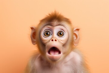 shocked monkey with surprised eyes