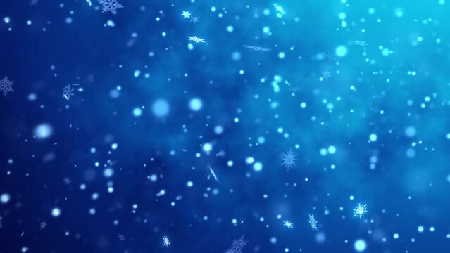 Glittering snowflakes. Festive Christmas background. new year. 3D animation. Quick Time, h264, 16-bit color, highest quality. Smooth gradation of color, without banding effect.