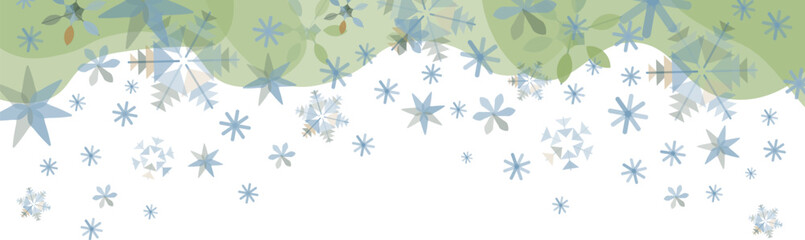 クリスマスに使える緑色背景の雪の結晶のベクターフレーム画像