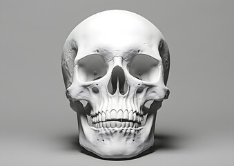 Close-up of 3d realistic Human Skull isolated against white background