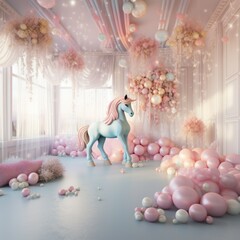 princess room filled with unicorns