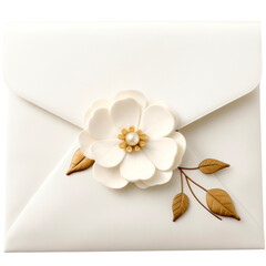a white envelope with a flower for the card or special day concept.