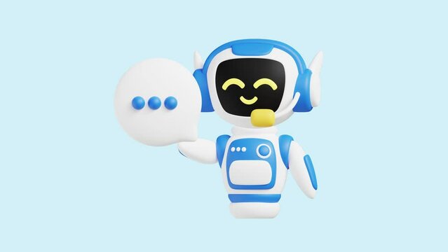Virtual Assistant animated 3d icon. Great for business, technology, company, websites, apps, education, marketing and promotion. Artificial Intelligence 3d icon animation.