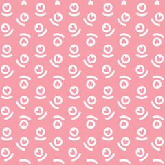 Hearts seamless pattern Seamless vector pattern with cute romantic hearts. Vintage hand drawn texture. Ruby and white line objects on pink background. 
