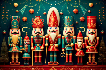 Christmas nutcrackers decorations background - Powered by Adobe