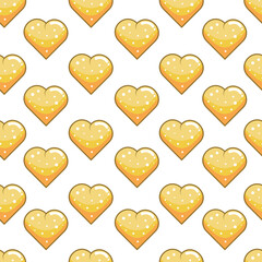 
Seamless background with cartoon yellow hearts on a white background. Valentine's Day vector design