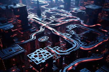 Un ville conceptuelle, futuriste et digitale